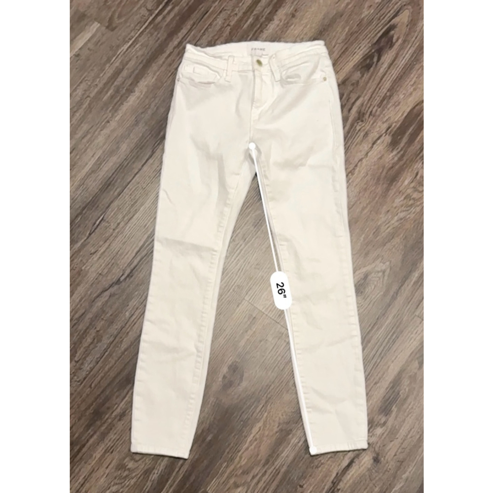 FRAME Women’s Le Skinny de Jeanne Crop Jeans Size 28 White - Picture 6 of 10
